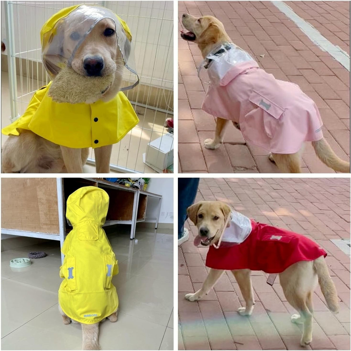 MAMORE Dog Raincoat Waterproof Reflective Adjustable Pet Rain Jacket - X-Large: 37-55lbs / Yellow - image 3