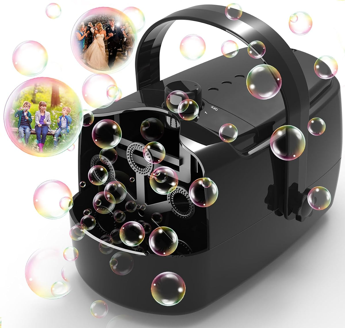 Zerhunt Durable Bubble Machine for Party: 3 Power Modes for Non-Stop - Black