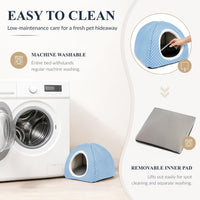 Rabbit Hideout Large Bunny Bed Washable Rabbit House – Daily Care for Small Pets - Gray+Light blue - image 4