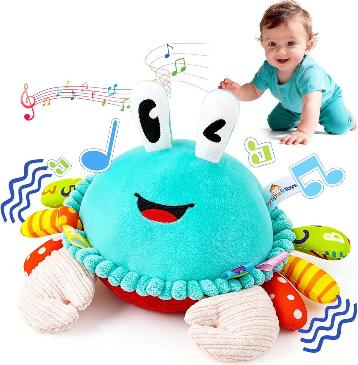 Musical Crawling Crab Baby Toy - Cyan