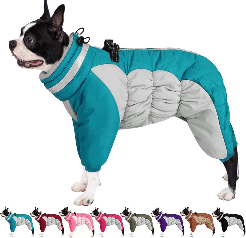 AOFITEE Full Body Dog Coat Warm Fleece Dog Winter Jacket for Small - Turquoise / Medium
