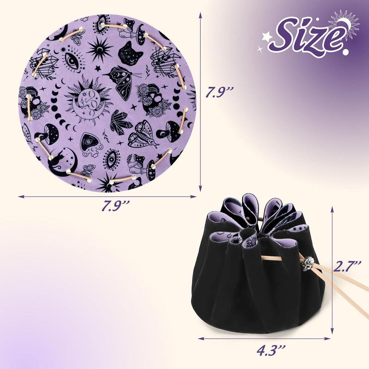 CiyvoLyeen Dice Bag and Tray for Rolling and Storage Black Felt Velvet – Fun for Kids & Family - Black - image 2