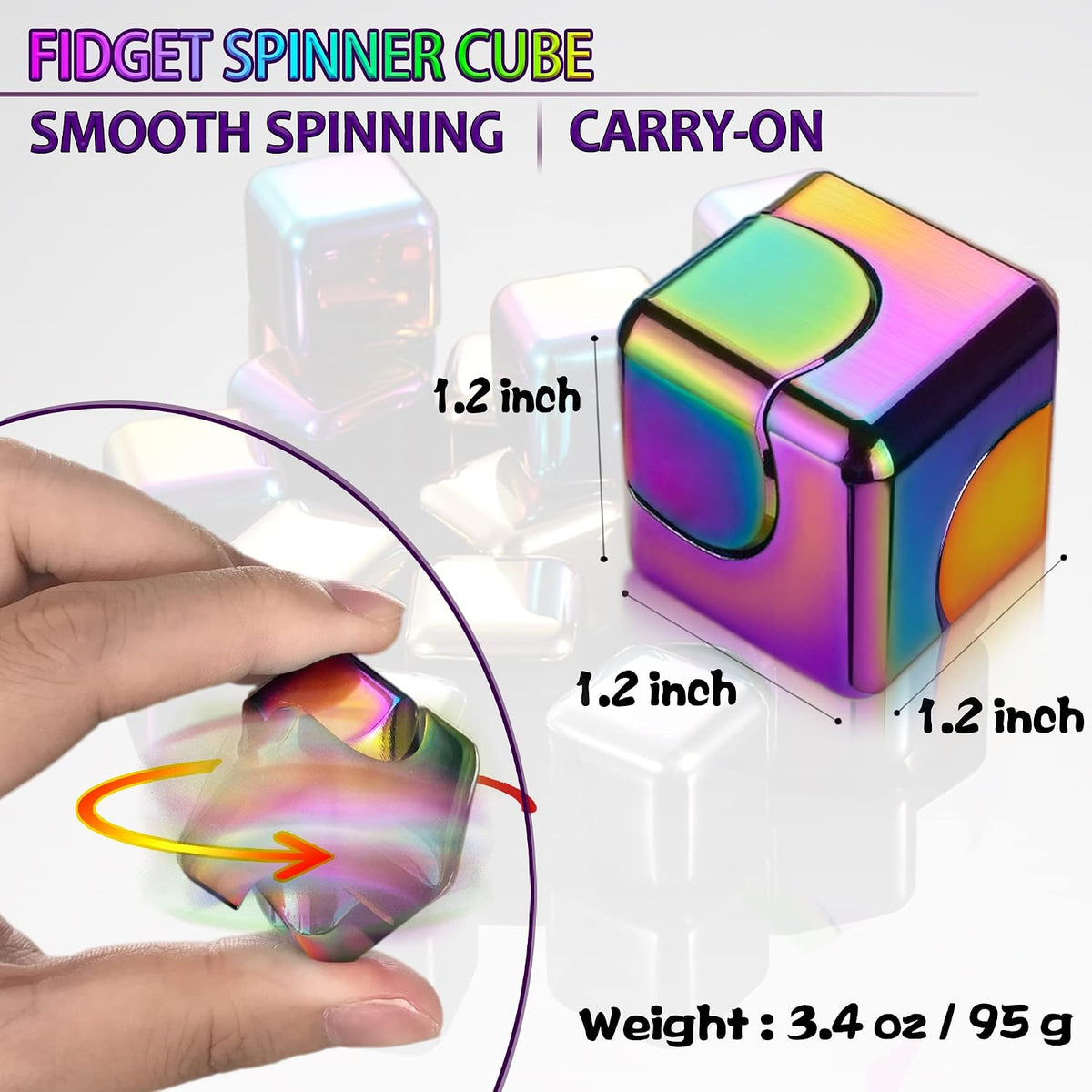 Fidget Spinner Toys Cube Adults - Rainbow+blue - image 2