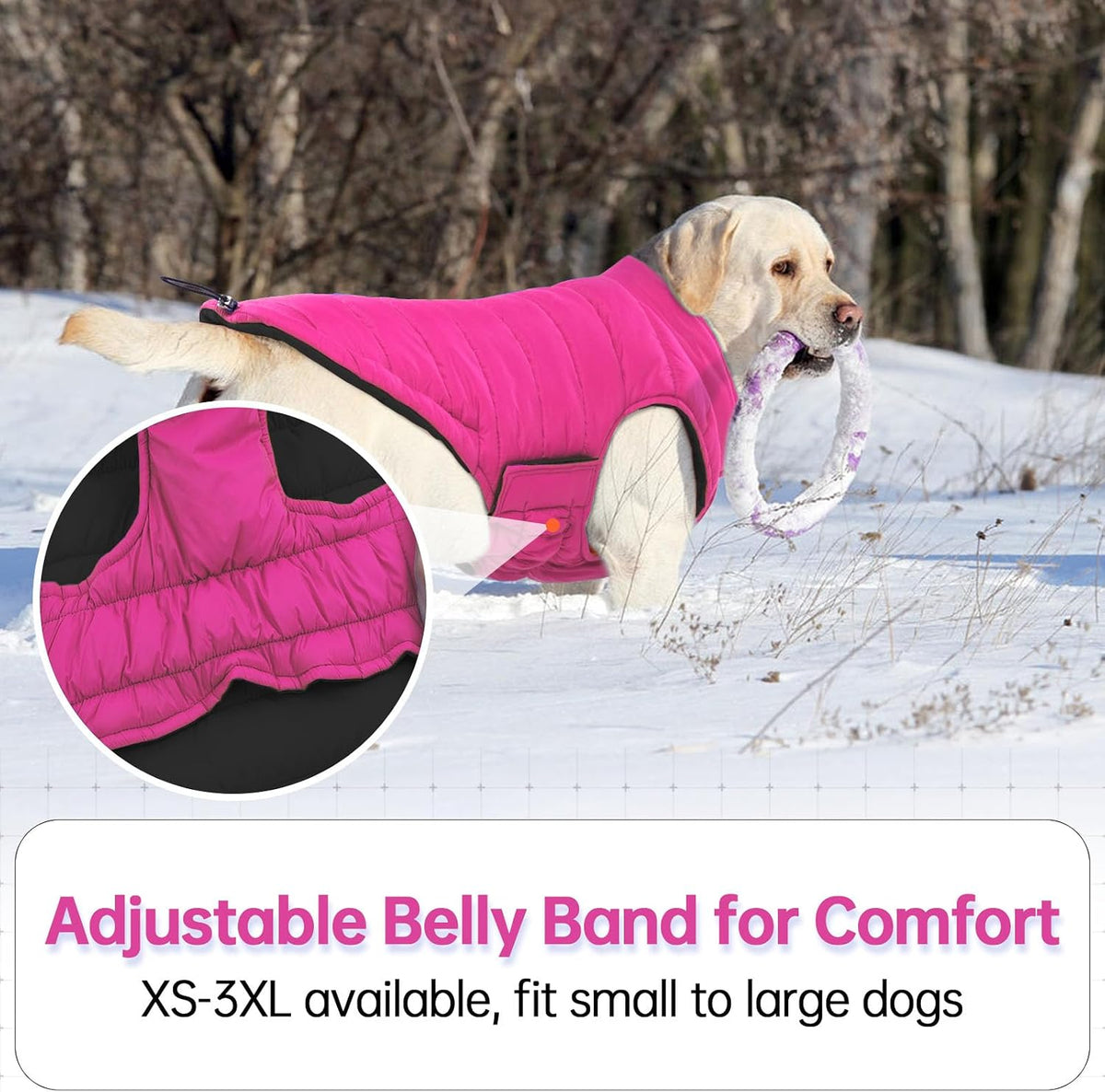 Lelepet Reversible Dog Coat Windproof Dog Jacket Lightweight Puffer - Extra Small / Rose Red - image 4