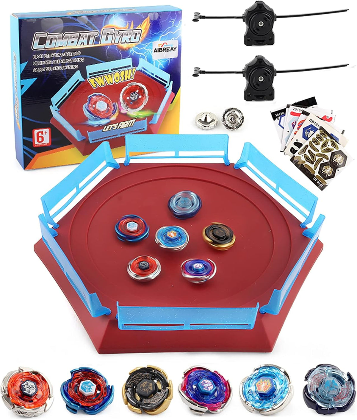 12 Metal Fusion Spinning Tops and 3 Launchers - Stadium Set