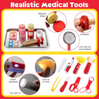 Doctor Kit for Kids, 36 Pcs Pretend Doctor Playset kit for Toddlers 3-5 with Medical Bag & Real - Red - image 4
