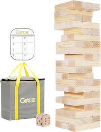 GOROCK Giant Tumbling Tower Game，57Pcs Wooden Block Stacking Game - XL-Over 5 FT