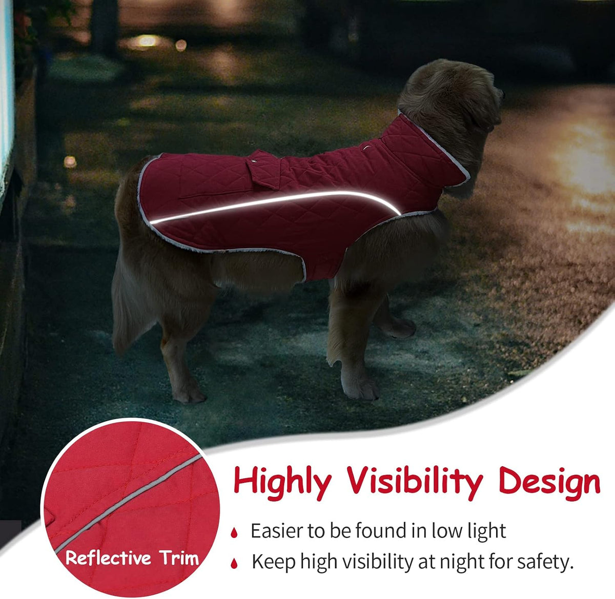 Malier Dog Coat Warm Dog Winter Coat - Red / XX-Large - image 4