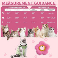 EMUST 2PCS Cat Recovery Suit and Cone Collar - Breathable Spay Suit, Adjustable Soft E Collar Alternative for Cats After Surgery - Green, L (8-16lb)
