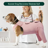 Kuoser Dog Recovery Suit for Back Legs, Thigh Wound Protective Sleeve for Dogs, Dog Recovery Sleeve for Female Male Dogs, Dog Onesie After Surgery Pet Surgical Suit for Spay Neuter, Pink XXL