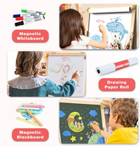 Joyooss Art Easel for Kids Easel for Toddler with Paper roll – Fun for Kids & Family - Foldable Red - image 4