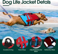 Kuoser Dog Life Jacket with Rescue Handle - X-small (Chest Girth:12.9-18.1'') / Red & Navy - image 3