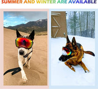 Large Dog Sunglasses with Adjustable Strap UV Protection, Winproof Puppy Sunglasses, Suitable for Medium-Large Pet Glasses, Dogs Eyes Soft Goggles, RedBlue