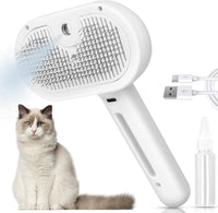 Cat Steam Brush 3 in 1 Pet Hair Grooming Brush with Steam and Release - White-B