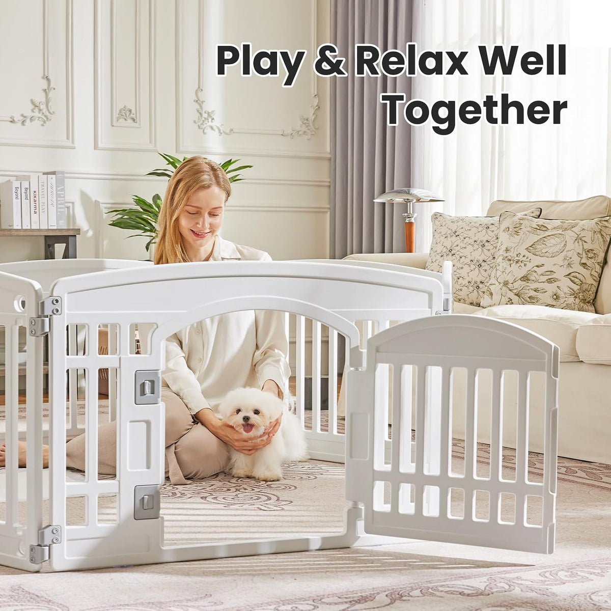 Sweetcrispy Dog Playpen, Plastic Puppy Pet Fence - Basic White / 8 / 24 Inch - image 2