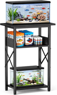 5-10 Gallon Fish Tank Stand with Storage Shelves - Black / 10 Gallon-3 Tier