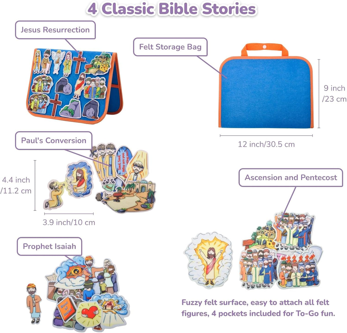 CHEFAN Noah's Ark Felt Board Bible Stories - Jesus Resurrection & Other 3 Bible Stories Set - image 2
