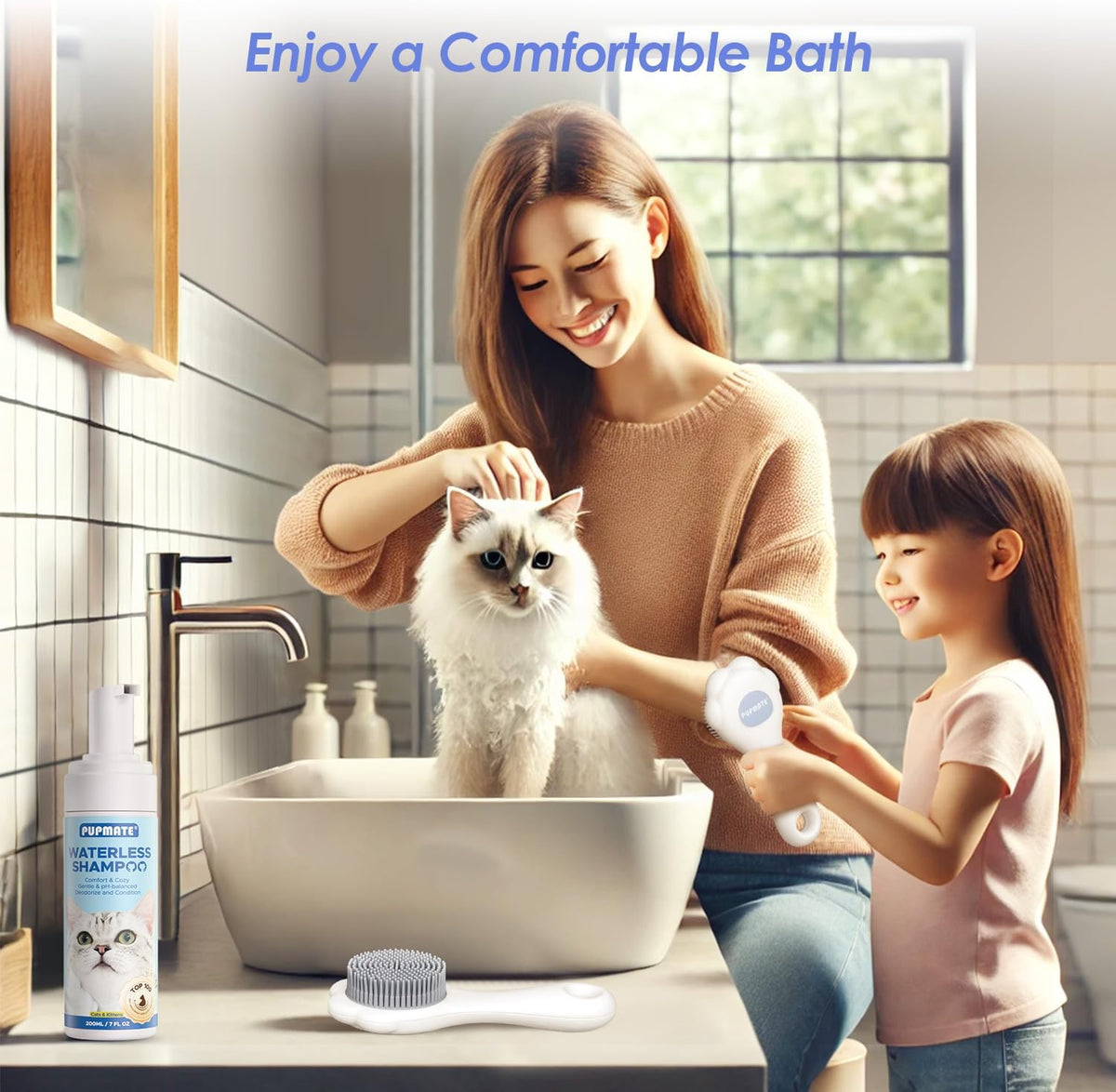 Cat Waterless Shampoo with Brush - 1 × 7 fl oz + 0 Brush - image 3