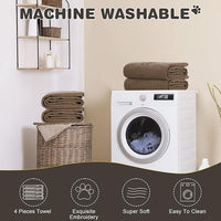 Chumia 4 Pack Dog Towels for Drying Large Microfiber Grooming Tools Absorbent Soft Bath Supplies with Embroidered Paw for Small Medium Pet Products(30 x 50 Inch,Brown)