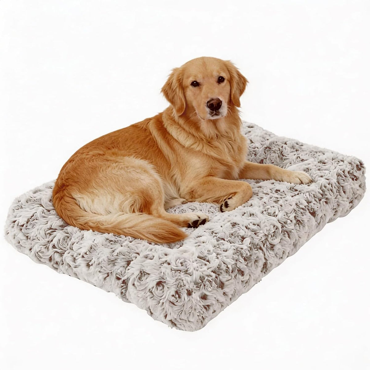 Large Dog Crate Bed Mat, Washable Plush Pad for Large Breeds – Essentials for Dogs - Brown / 41.0" L x 27.0" W x 4.0" Th