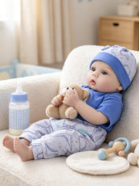 EKOKIZ blue reborn baby doll dress set with hairband and shoes for 17 to 20 inch dolls - view 16