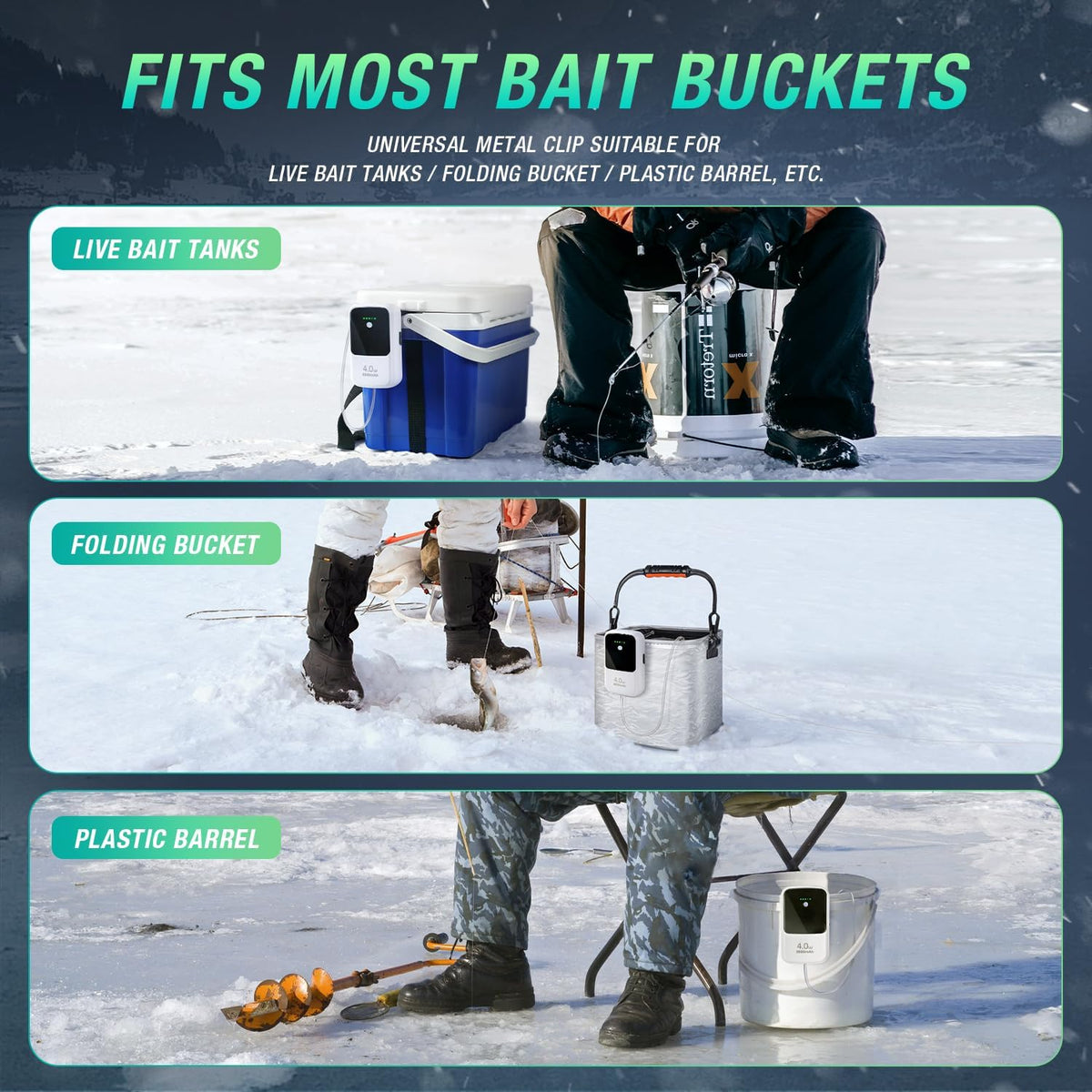 Rechargeable Aerator Portable Fish Bait Bucket Aquarium Air Pump – Essentials for Fish - 8000mAh - image 3