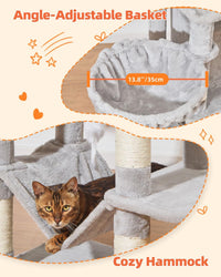 Taoqimiao Cat Tree, 67 in Tall Cat Tower with 2 Plush Cat Condos – Essentials for Cats - 67 inches / Light Gray - image 4