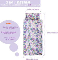 Toddler Nap Mat with Removable Pillow & Soft Blanket - Blooming Flowers - image 3