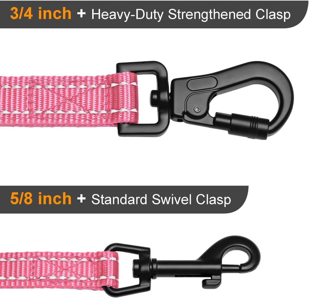6FT Reflective Dog Leash for Small Medium Dogs, 5/8" Width - Pink / 5/8''x 6 FT - image 4