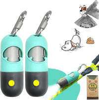 Dog Poop Waste Bags Holder with LED Flashlight - 1 Count (Pack of 2) / Mint Green