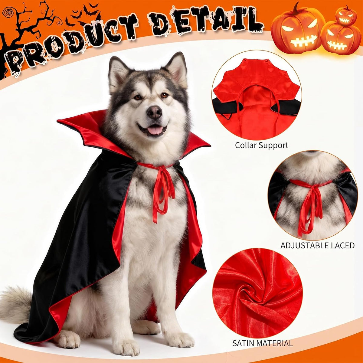 OLANRUN Dog Costumes, Dog Halloween Costumes Vampire Cloak - X-Large - image 2