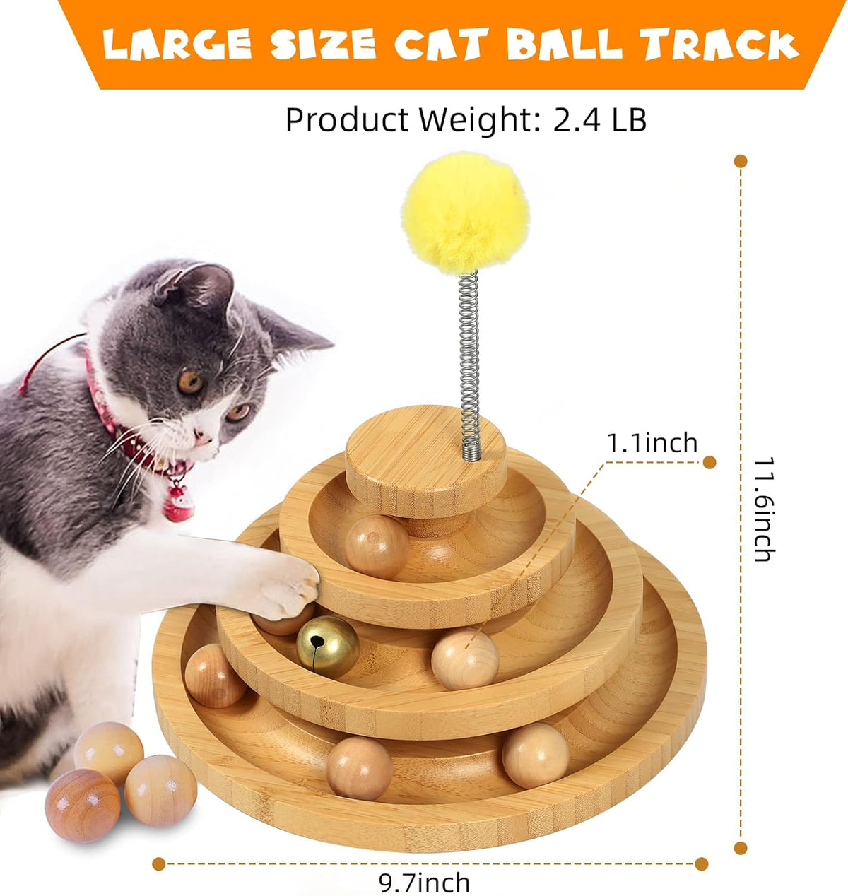 Cat Ball Track Toy, Kitty Toys Roller - Large - Standard - image 3