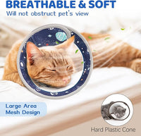 Breathable Air Mesh Cat Cone Collar Soft to Stop Licking, Adjustable, Foldable Lightweight Kitten Cones After Surgery Recovery for Cats & Kittens (Star Blue, L)
