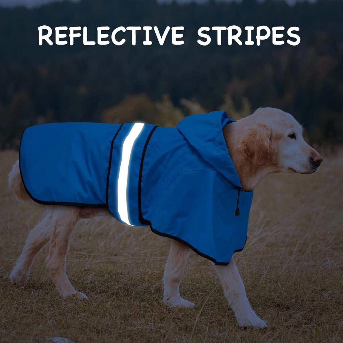 Waterproof Dog Raincoat - Reflective Dog Rain Jacket with Hood Lightweight Pet Rain Coat for Dogs - Blue / X-Large - image 4