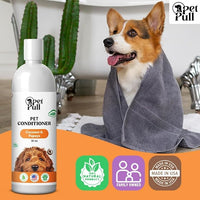 Dog Conditioner Puppy Essentials - Moisturizing Conditioner for Dogs with Coconut and Papaya Scent - Plant Based Dog Bath Supplies Detangle and Revive Pet's Coat - Made in USA (16 Oz)