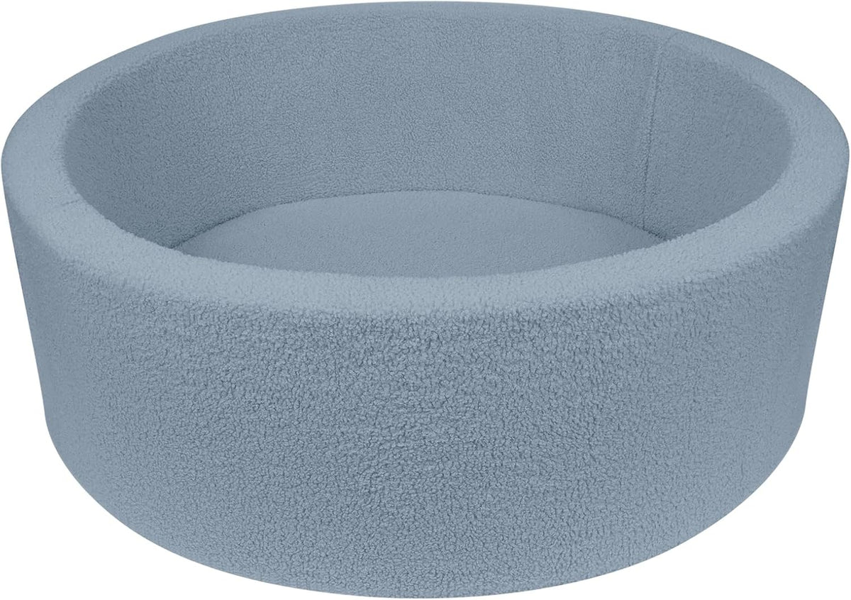 MEOGETY beige teddy fleece foam ball pit for toddlers with soft round walls - view 4