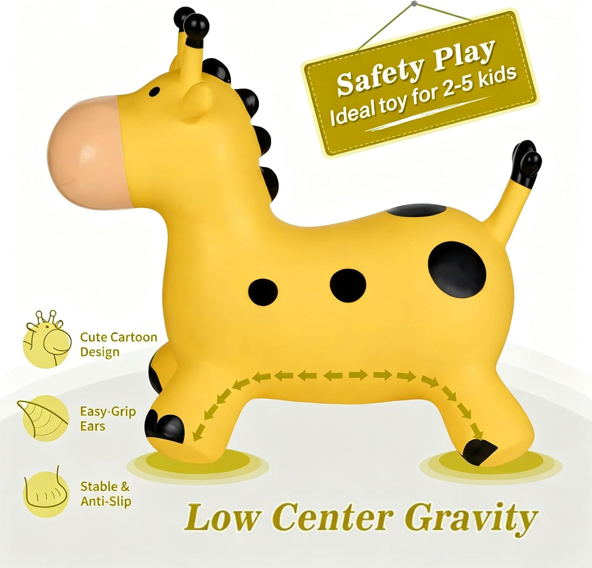 INPANY Bouncy Bull, Cow Hopper for Cowboys, Kid Gifts Toy - Yellow Giraffe - image 2