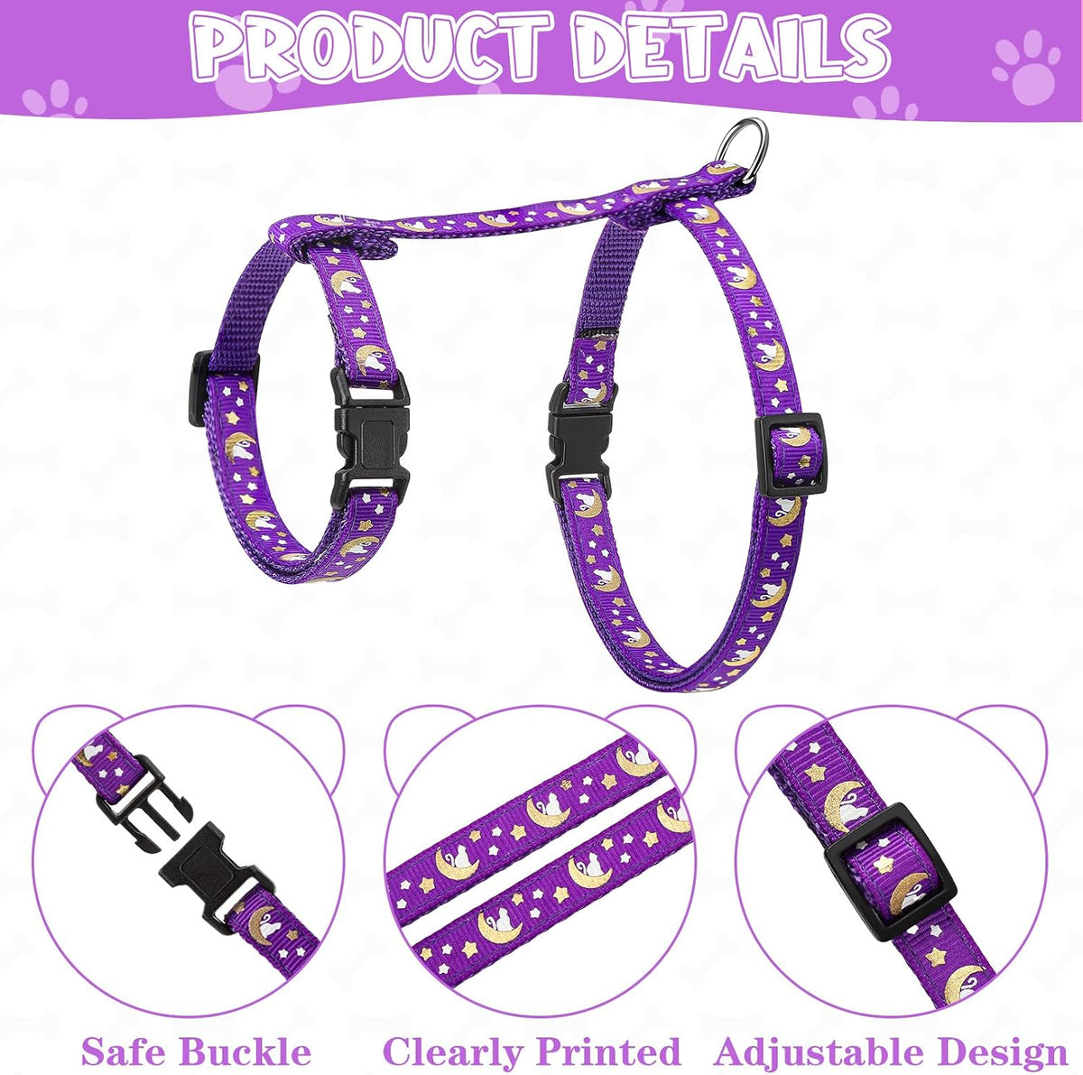 2 Pack Cat Harness and Leash with Collar Set - Multicolor - image 3