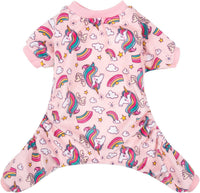 CuteBone Small Dogs Outfit Soft Puppy Onesies Pjs Christmas Dog - Pink unicorn / Large