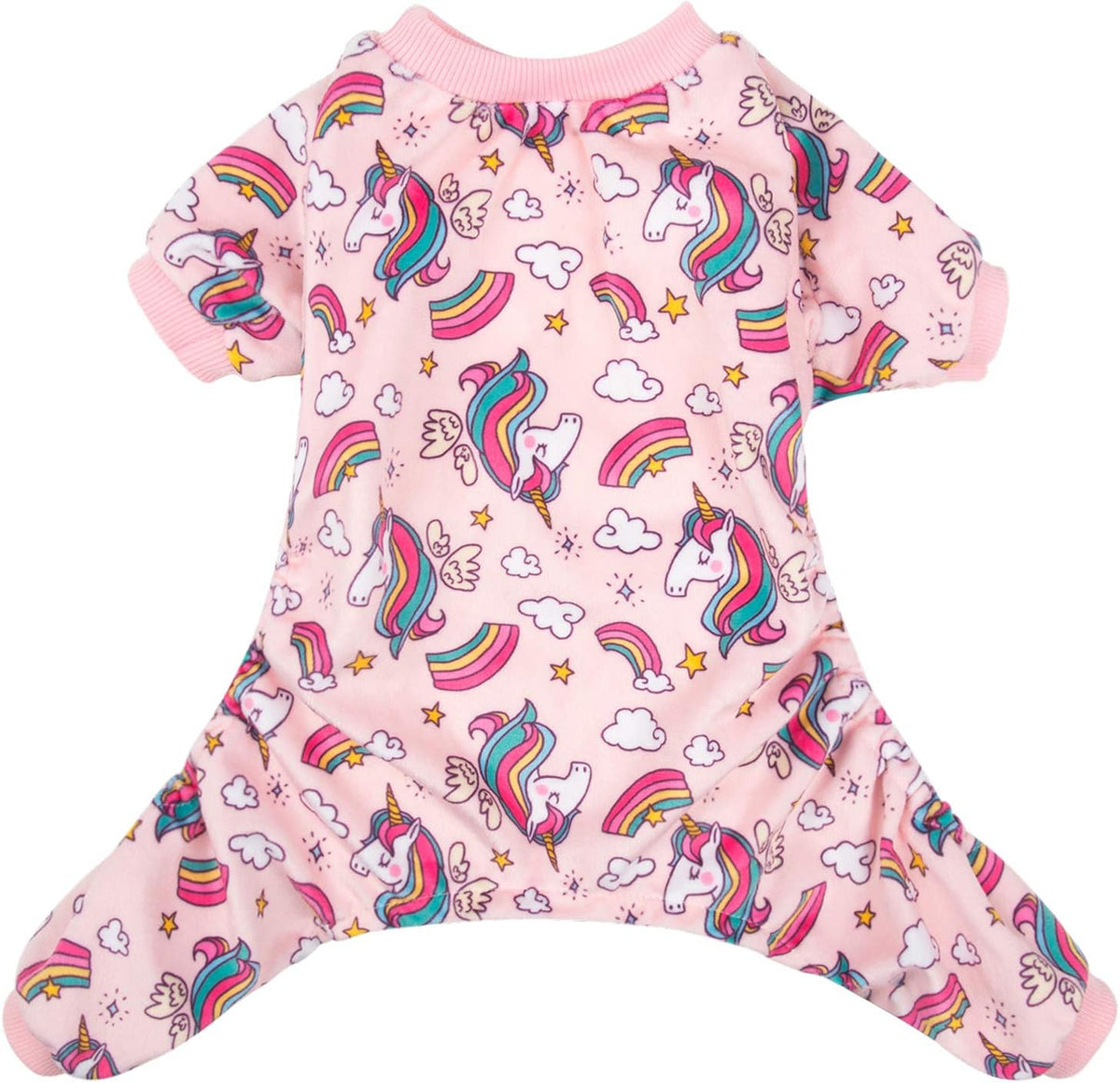 CuteBone Small Dogs Outfit Soft Puppy Onesies Pjs Christmas Dog - Pink unicorn / Large