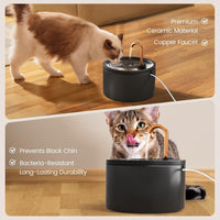 Ceramic Cat Water Fountain, All-Ceramic Body, Pure Copper Spout – Essentials for Cats - Black Cat Fountain + 3 Filters + 3 Sponges - image 4