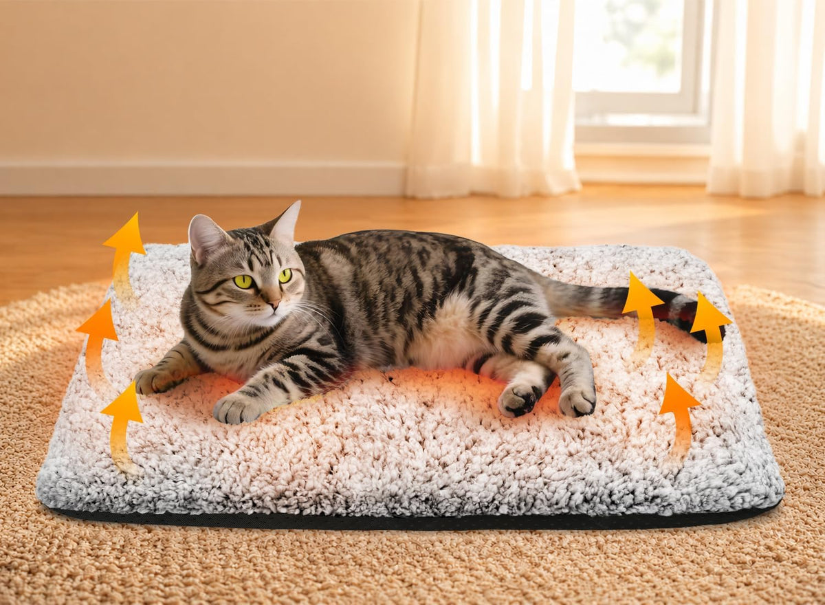 Self Warming Cat Bed, 2.0 Upgraded Thermal Mat for Indoor Cats - Gray / 15"x19"