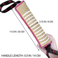 Dog Tug Toy, Dog Bite Jute Pillow Pull Toy with 2 Strong Handles - Pink & Yellow / Footprint - image 2