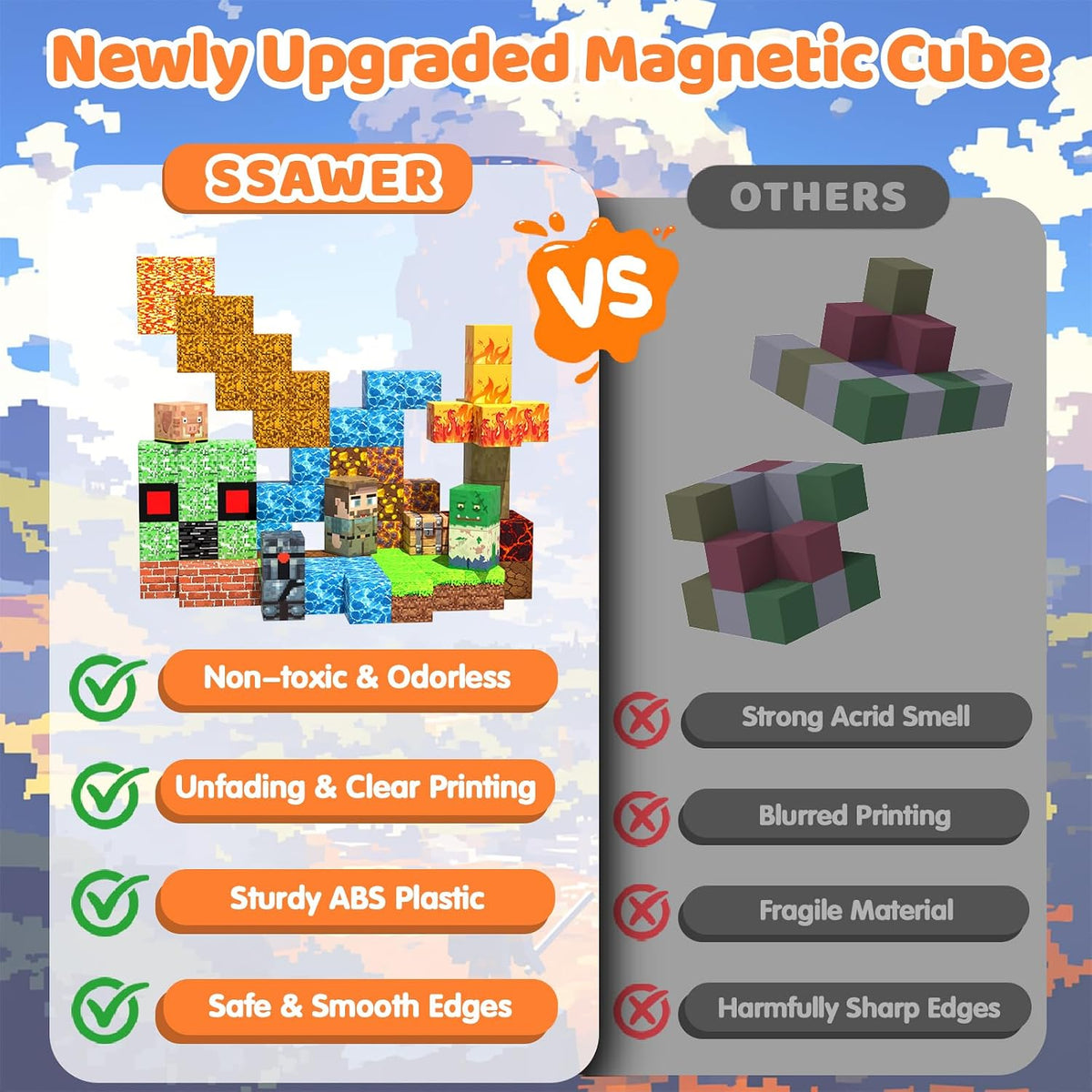 SSAWER 48 piece magnetic blocks travel set with colorful building cubes - view 13