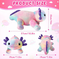 Axolotl Plush Toy, 10.8” Soft Cute Axolotl Stuffed Cotton Plush Pillow Kawaii Salamander Animal - Multicolored - image 3