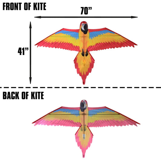 FantasyFliers Red Macaw Nylon Kite, 70 Inches Wide