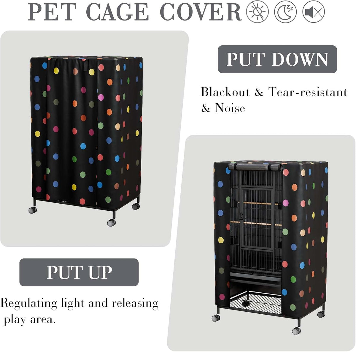 Tchvt Ultra Blackout Birdcage Cover - Polka Dot / 26.0"L x 19.0"W x 40.0"H - image 4