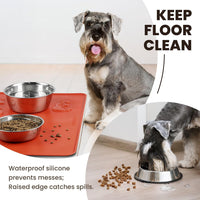 VIVAGLORY Pet Food Mat Flexmat Dog Bowl Mat, S - Orange / S (18.9 x 11.8in) - image 2
