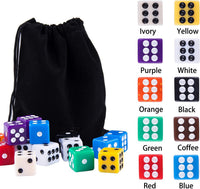 AUSTOR 100 Pcs 12mm Dice 6 Sided Game Dice Set with a Drawstring Pouch – Fun for Kids & Family - Solid Square, 12mm - image 3