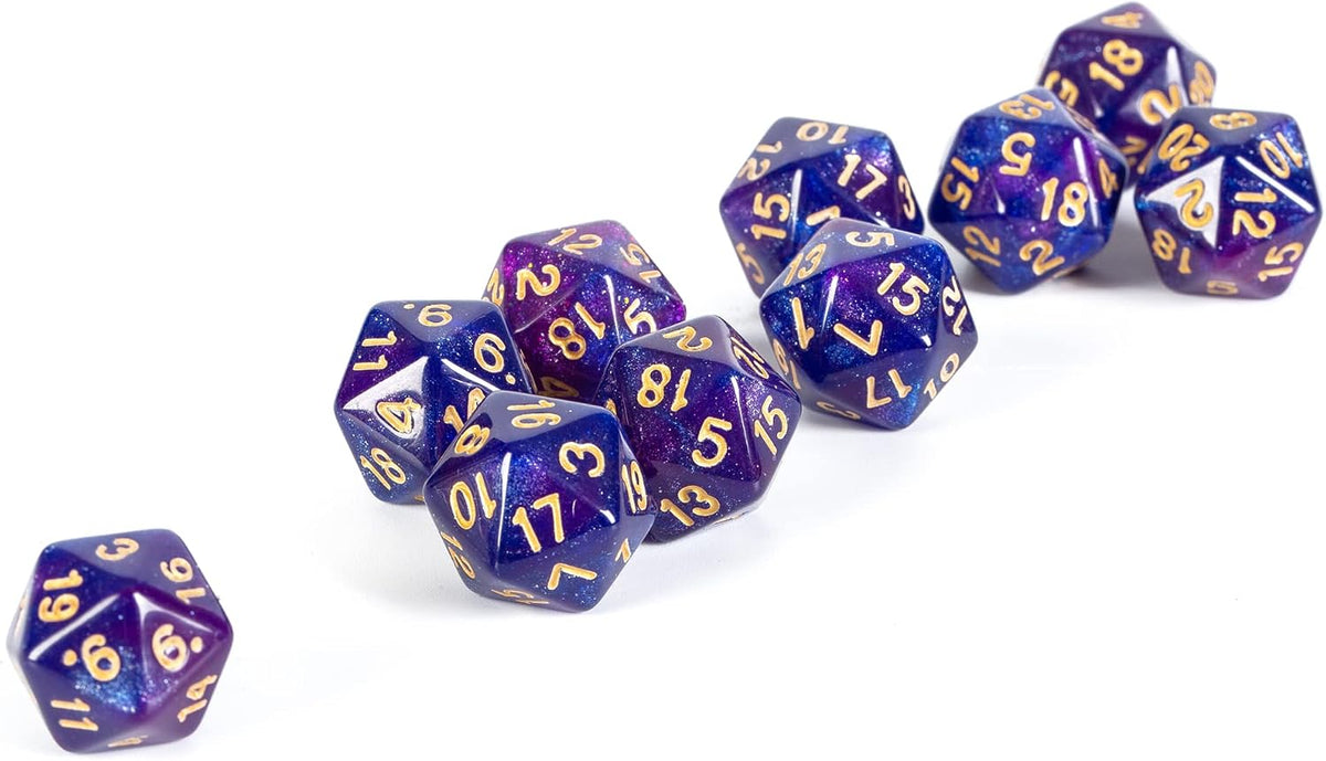SmartDealsPro 10-Pack 20 Sided Dice D20 Polyhedral Dice for DND RPG - Glitter Blue-purple - image 2